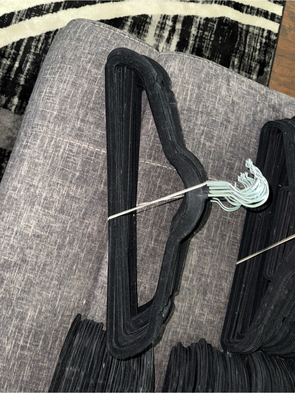 Black Velvet Non-Slip Slim Closet Hangers - Pack